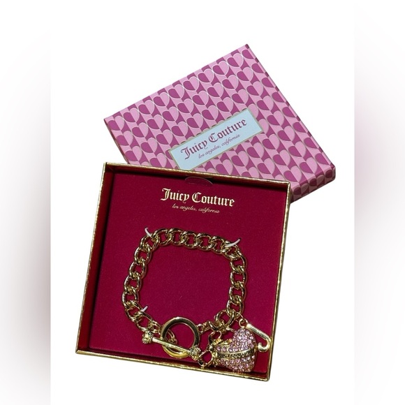 Juicy Couture NIB Gold and Pink Chain Bracelet - Picture 1 of 5